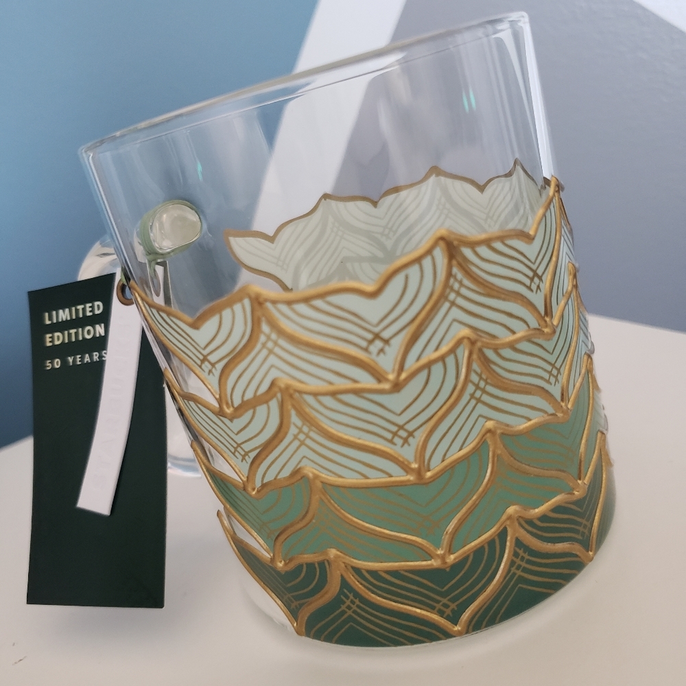 Starbucks 50th Anniversary Mermaid 12oz Glass Mug - Picture 3 of 6